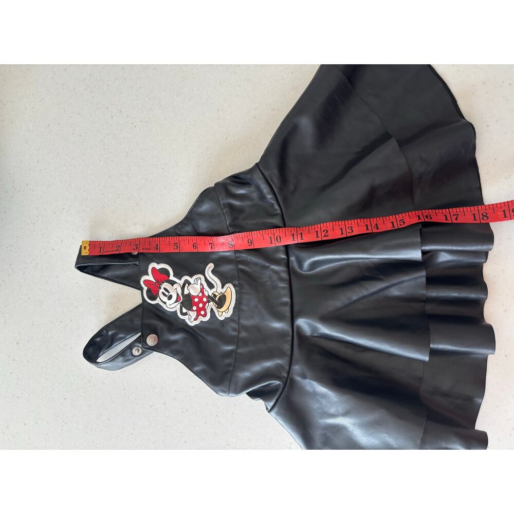 Disney Junior Minnie Mouse Faux Leather Jumper Dress Black 18M Toddler Ruffle - Picture 4 of 7